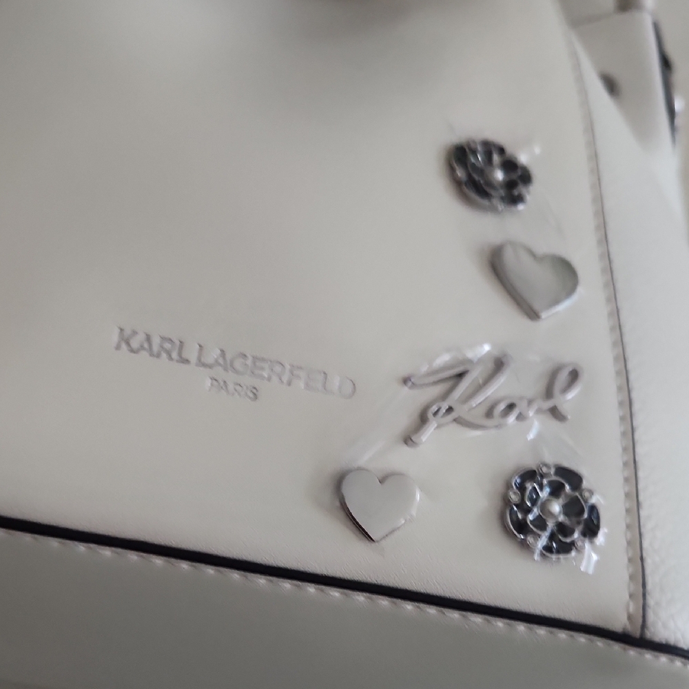 Karl Lagerfeld 2 Way Crossbody/Shoulder Bag with Logo Guitar Strap. New W/ Tags! - Picture 10 of 13